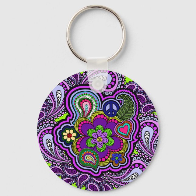Porte-clés Psychédélique violet Paisley (Recto)
