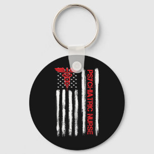Porte-clés Psychiatric Nurse American Flag RN Mental Health P
