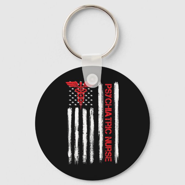 Porte-clés Psychiatric Nurse American Flag RN Mental Health P (Recto)