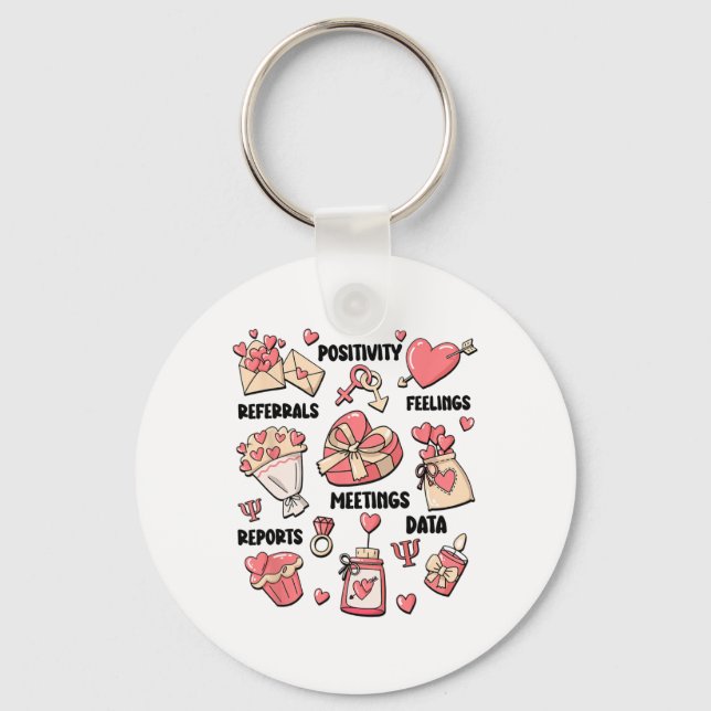 Porte-clés Psychologue de l'école Retro Valentine Mentale (Recto)