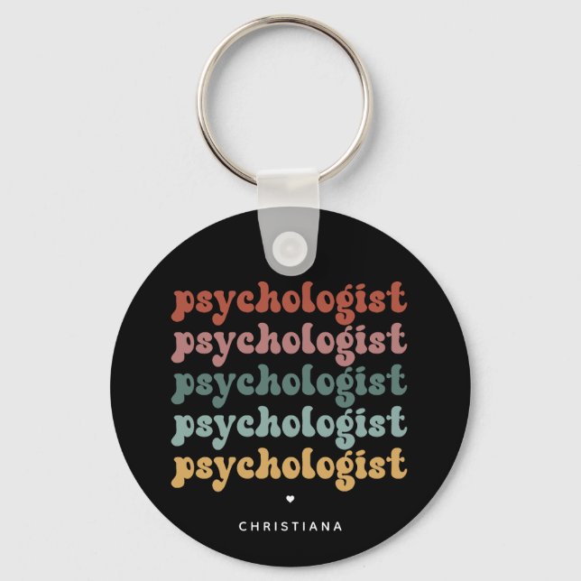 Porte-clés Psychologue Personnalisée Psychologie Rétro (Recto)