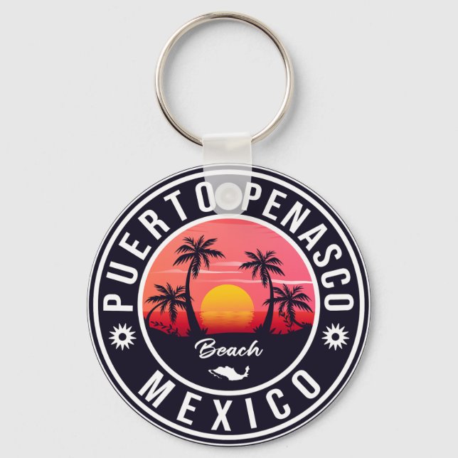 Porte-clés Puerto Peñasco Mexique Beach Retro Sunset (Recto)