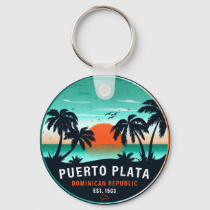 Porte-clés Puerto Plata Dominicaine Retro Sunset Souvenir 60s