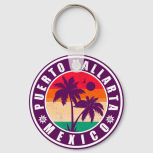 Porte-clés Puerto Vallarta Palm Tree Souvenir Rétro 80s