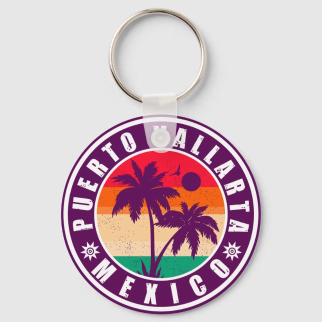 Porte-clés Puerto Vallarta Palm Tree Souvenir Rétro 80s (Recto)