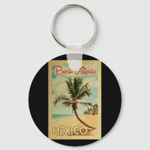 Porte-clés Puerto Vallarta Palm Tree Vintage voyage