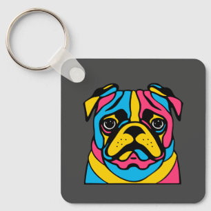 Porte-clés pug 3 tons personnalisable