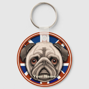 Porte-clés Pug d'Angleterre