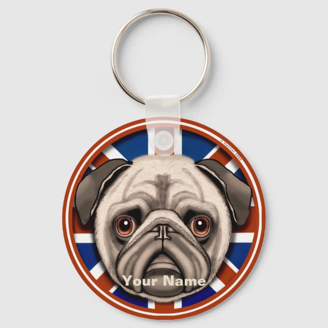 Porte-clés Pug d'Angleterre  (Recto)