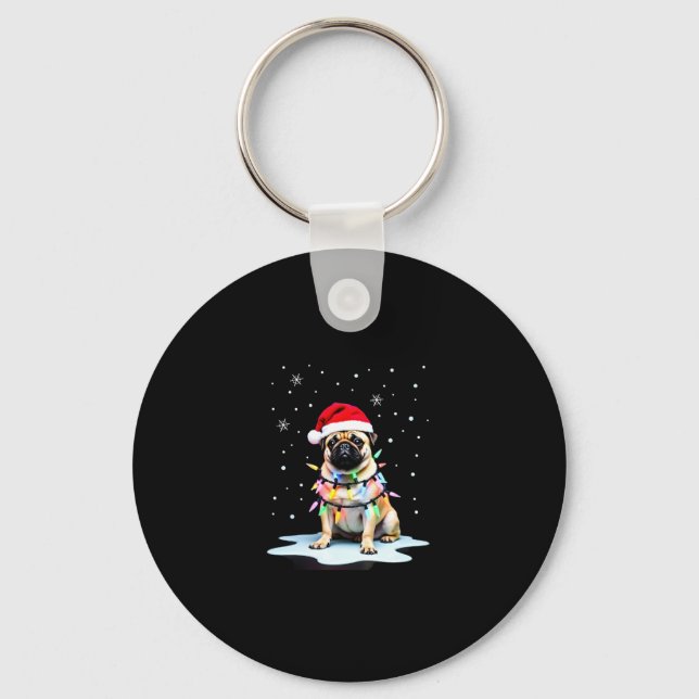 Porte-clés Pug Dog Christmas Men Women (3) (Recto)