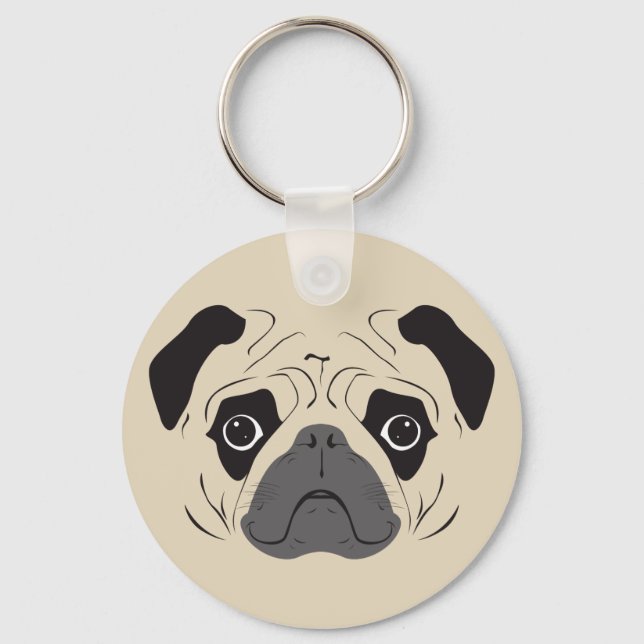 Porte-clés Pug Face Silhouette (Recto)