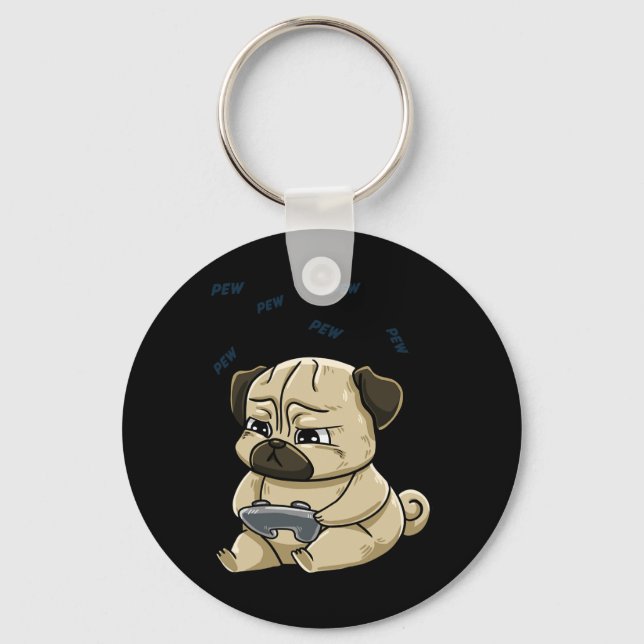 Porte-clés Pug Pew Manette Mignon Hob  (Recto)