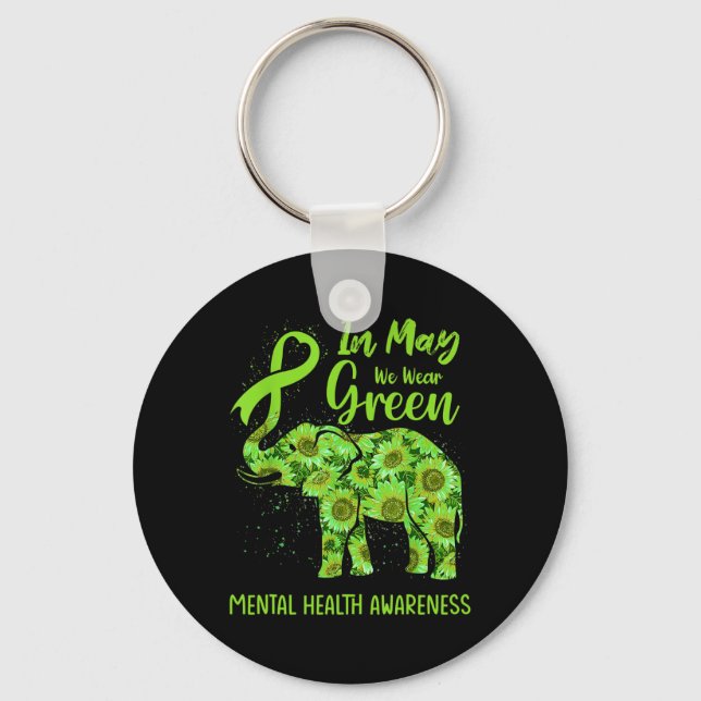 Porte-clés Puissions-nous porter un éléphant vert de sensibil (Recto)