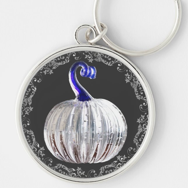 Porte-clés Pumpkin silver glass blue fall elegant  (Devant)