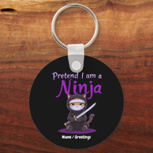 Porte-clés Pun Guerrier Chat Ninja Masqué Félin Furtif
