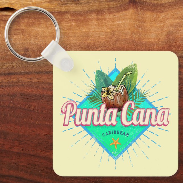 Porte-clés Punta Cana Caraïbes République Dominicaine Retro (Recto)