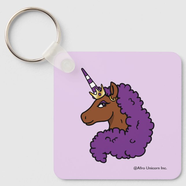 Porte-clés Purple Afro Unicorn (Recto)