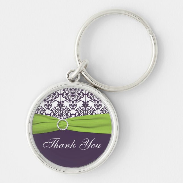 Porte-clés Purple and Green Wedding Party Thank You Keychain (Devant)