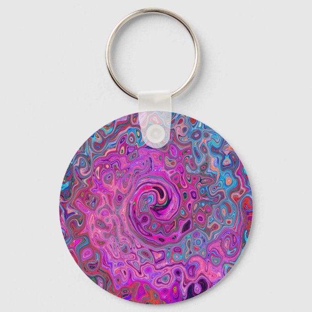 Porte-clés Purple, Blue and Red Abstract Retro Swirl (Recto)