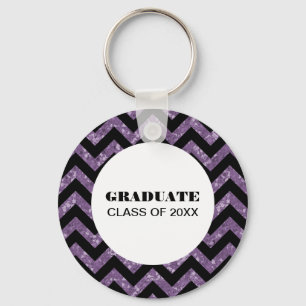 Porte-clés Purple Chevron Parties scintillant Porte - clé de