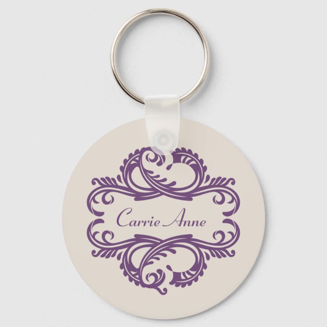 Porte-clés Purple Chic Damask Porte - clé (Recto)