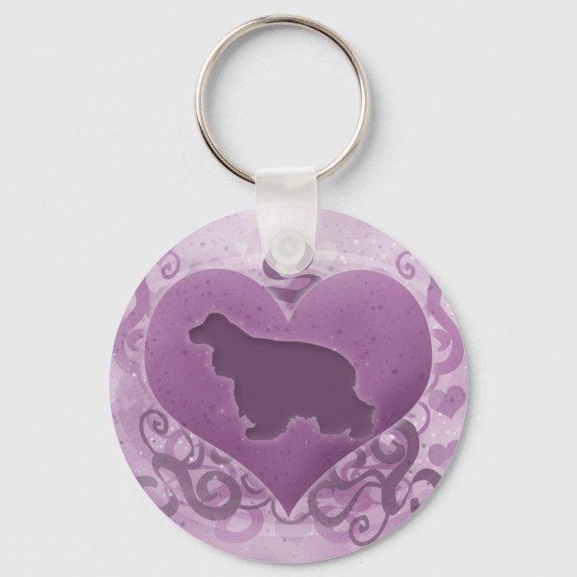 Porte-clés Purple Cocker Spaniel Valentine (Recto)