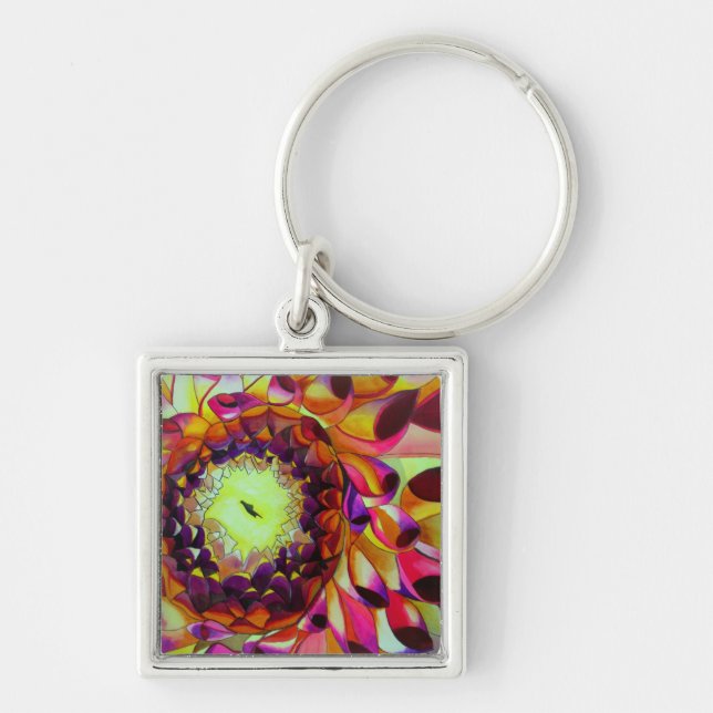 Porte-clés Purple Dahlia abstract original flower art (Devant)