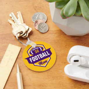 Porte-clés Purple et Gold Football Maman Jersey Numéro Photo