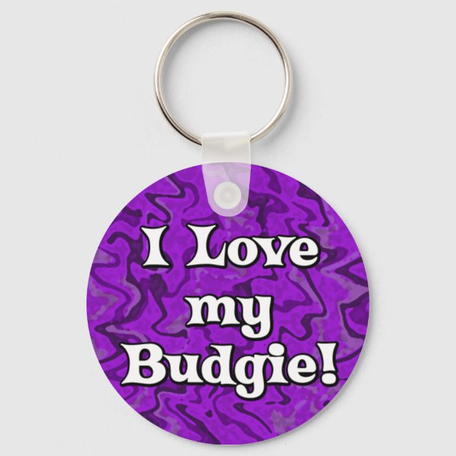 Porte-clés Purple fou J'aime mon Porte - clé Budgie (Recto)