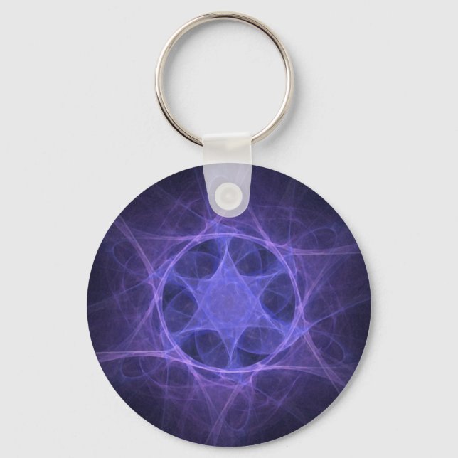 Porte-clés Purple Fractal Star Of David (Recto)