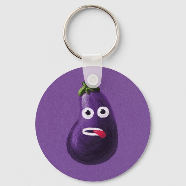 Porte-clés Purple Funny Cartoon Eggplant (Recto)