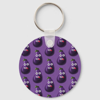 Porte-clés Purple Funny Cartoon Motif d'aubergine