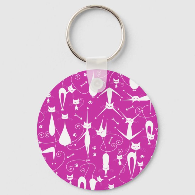 Porte-clés Purple Funny Kitty Cat Fitness (Recto)