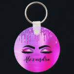 Porte-clés Purple Glitter Sparkle Eyelashes Monogram<br><div class="desc">Purple Ombre Faux Foil Parties scintillant d'étincelle métallique broyée Monogramme de métal brossé Nom et cils initiaux (cils), Extensions d'oreillettes et Porte - clé des yeux. Le design fait le cadeau parfait pour 16 ans, mariage, douche nuptiale, anniversaire, baby shower ou bachelorette pour quelqu'un à la recherche d'un style cool...</div>