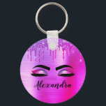 Porte-clés Purple Glitter Sparkle Eyelashes Monogram<br><div class="desc">Purple Ombre Faux Foil Parties scintillant d'étincelle métallique broyée Monogramme de métal brossé Nom et cils initiaux (cils), Extensions d'oreillettes et Porte - clé des yeux. Le design fait le cadeau parfait pour 16 ans, mariage, douche nuptiale, anniversaire, baby shower ou bachelorette pour quelqu'un à la recherche d'un style cool...</div>