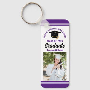 Porte-clés Purple Graduate Photo Personnalisée 2023 Graduatio