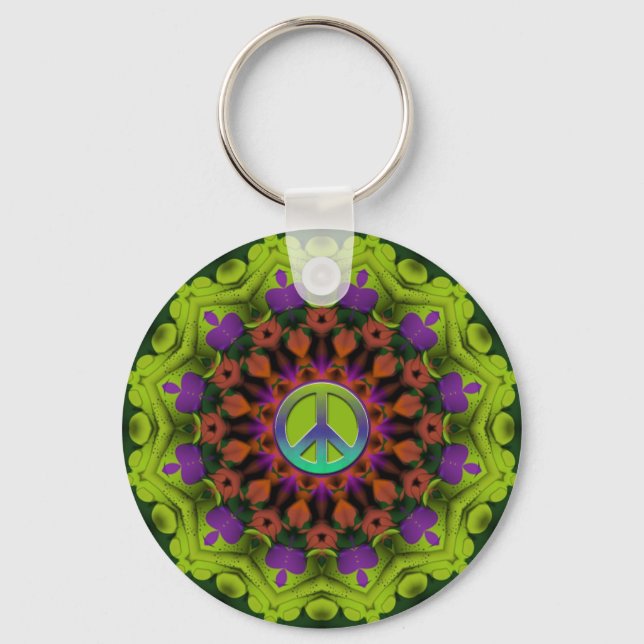 Porte-clés Purple Green : Art Mandala géométrique (Recto)