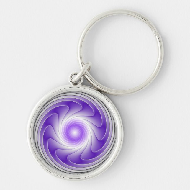 Porte-clés Purple Grey 3D Swirl Moderne Abstrait Fractal Art (Devant)