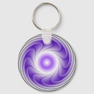 Porte-clés Purple Grey 3D Swirl Moderne Abstrait Fractal Art