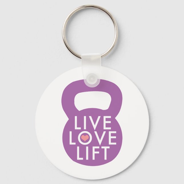 Porte-clés Purple "Live Love Lift" (Recto)