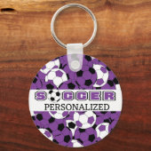 Porte-clés Purple, Noir & Blanc Personnalisez le ballon de fo (Front)