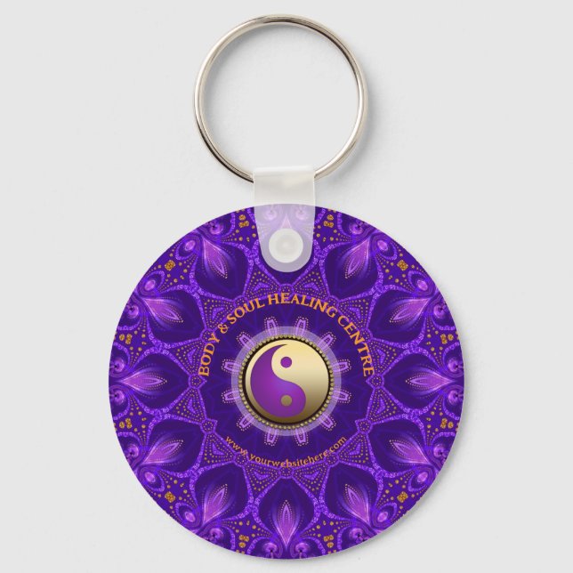 Porte-clés Purple or rose énergie guérir Mandala (Recto)