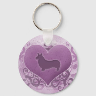 Porte-clés Purple Pembroke Welsh Corgi Valentine