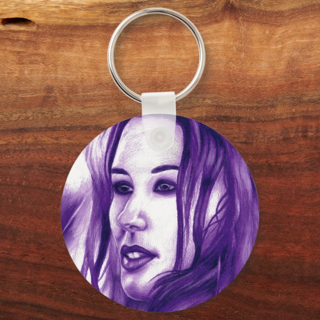 Porte-clés Purple People Woman Portrait Art original (Recto)
