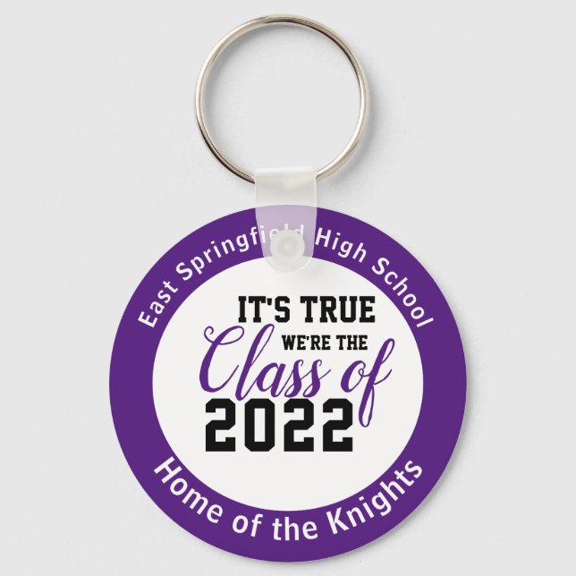 Porte-clés Purple Personalized High School Class de 2022 (Recto)