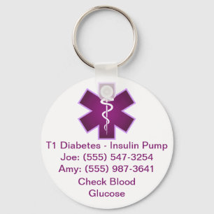 Porte-clés Purple Porte - clé d'alerte Médicale personnalis