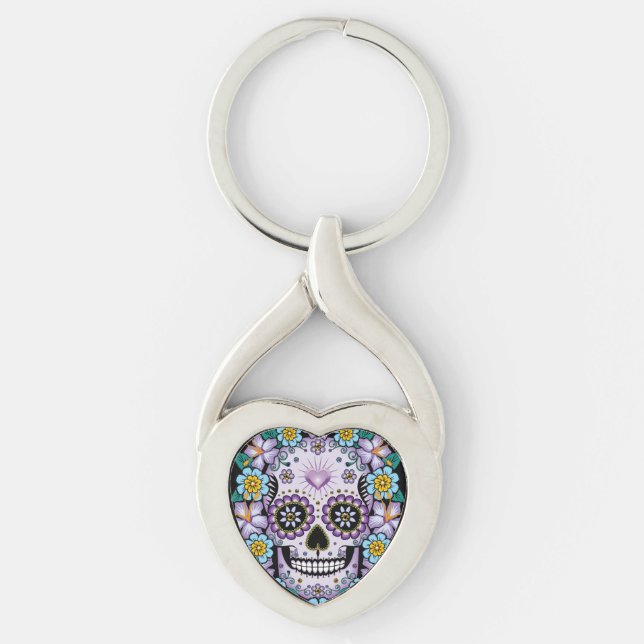 Porte-clés Purple Sugar Skull (Devant)