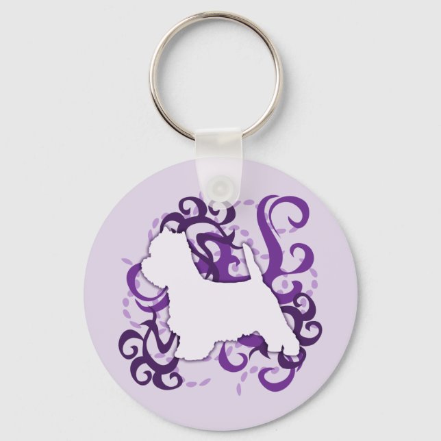 Porte-clés Purple Swirl Westie (Recto)