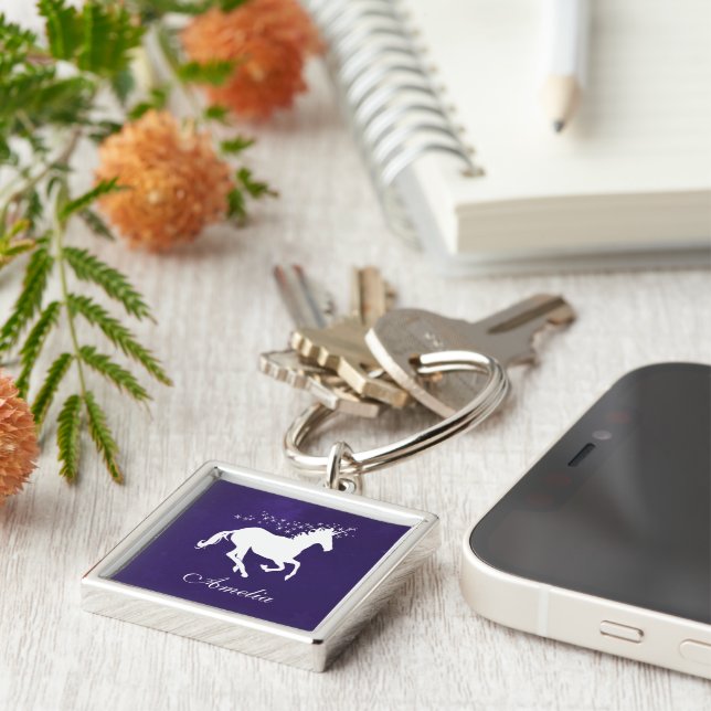 Porte-clés Purple Unicorn Personalized Keychain (Côté)