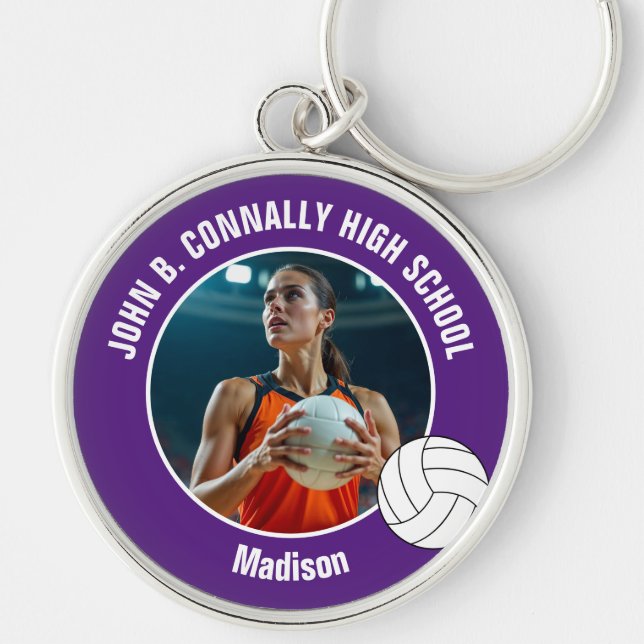 Porte-clés Purple Volleyball Player Photo Keepsake (Devant)